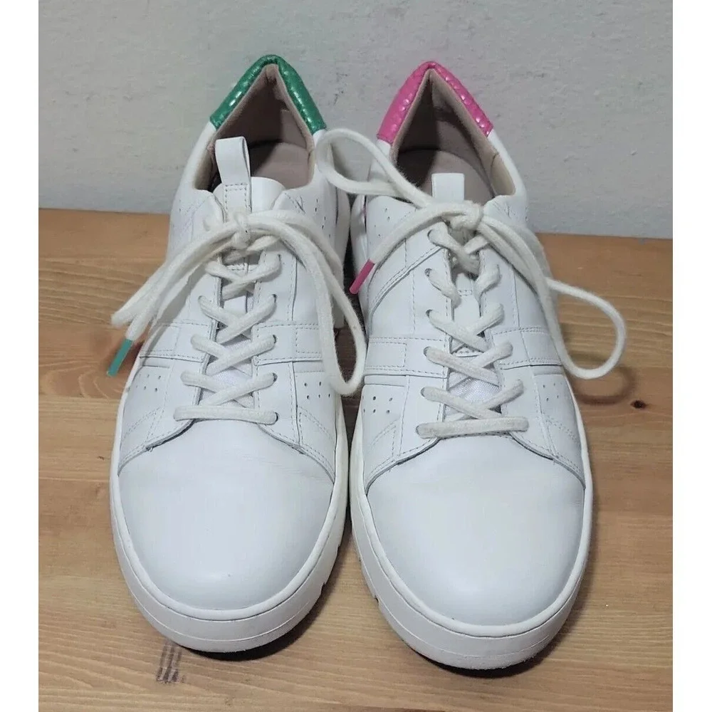 Vionic Womens‎ Simasa Leather Lizard White Pink Green Fashion Sneaker Size 7